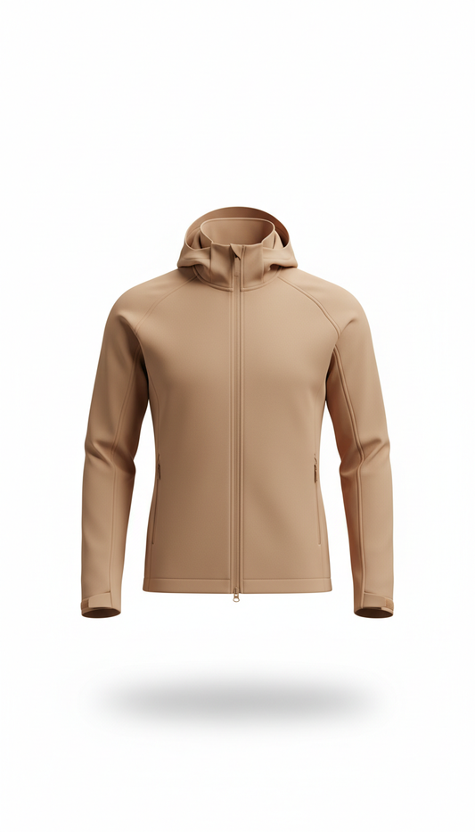 Technical zip jacket in Warm Stone, Default angle: straight-on or slight 3/4 for garments on mannequins or models,...