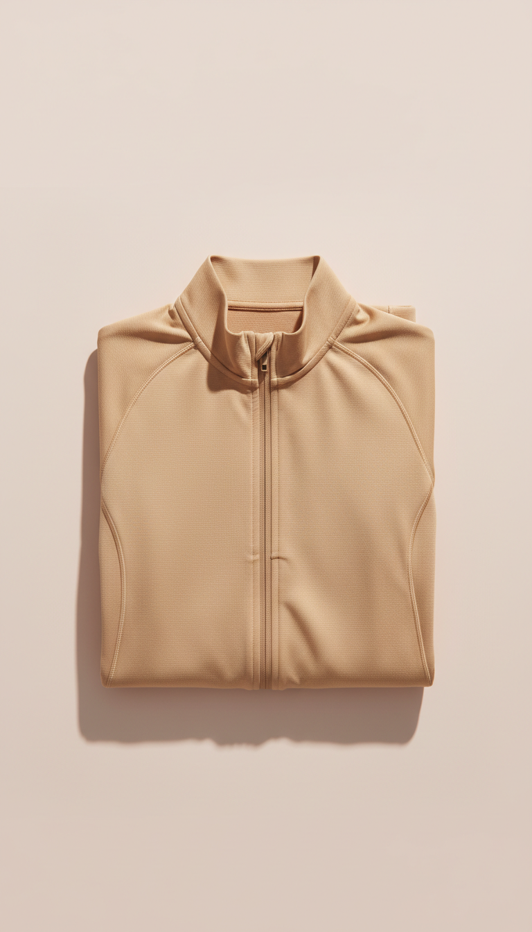 Warm sand lightweight workout jacket, Three-quarter angle as default—shows full silhouette and fabric texture without...