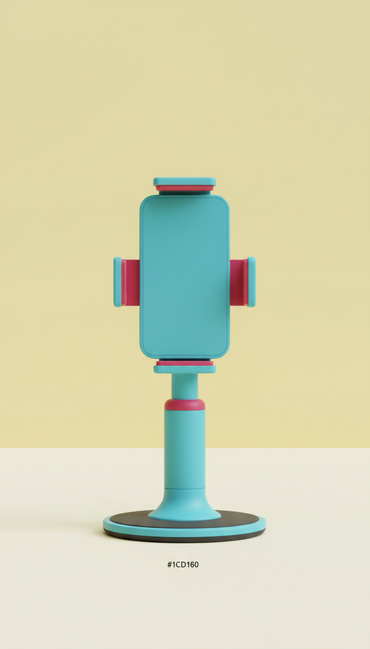 Hype Aqua adjustable phone mount, showing front and side details on crisp white or solid palette-color backgrounds...