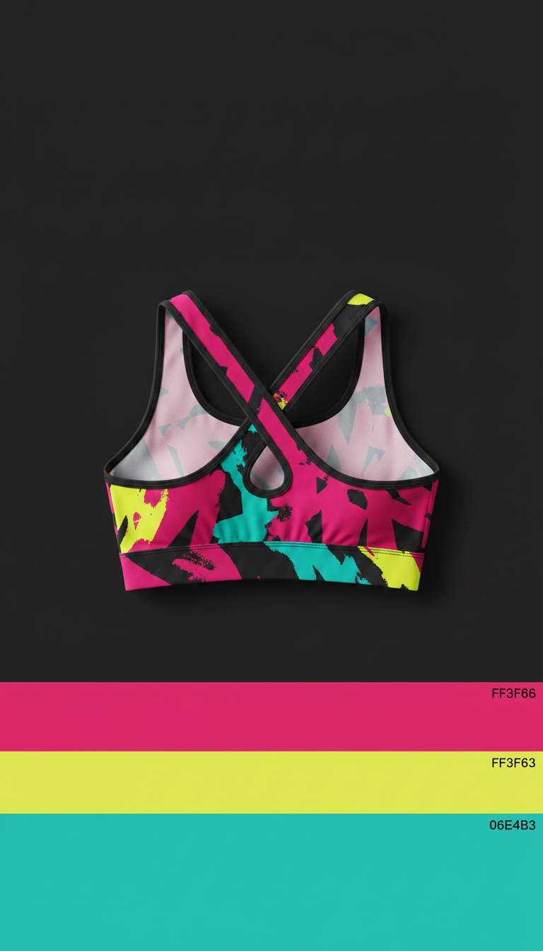 Alternate angle view of Cropped Sports Bra with Graffiti Print