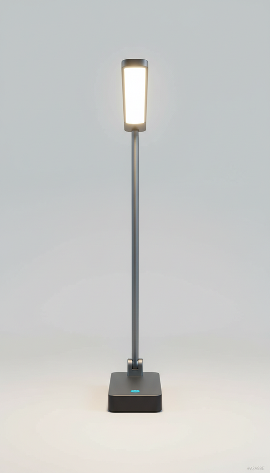 LED desk lamp, Use a straight-on camera angle for product shots, ensuring the entire product is visible and clearly...