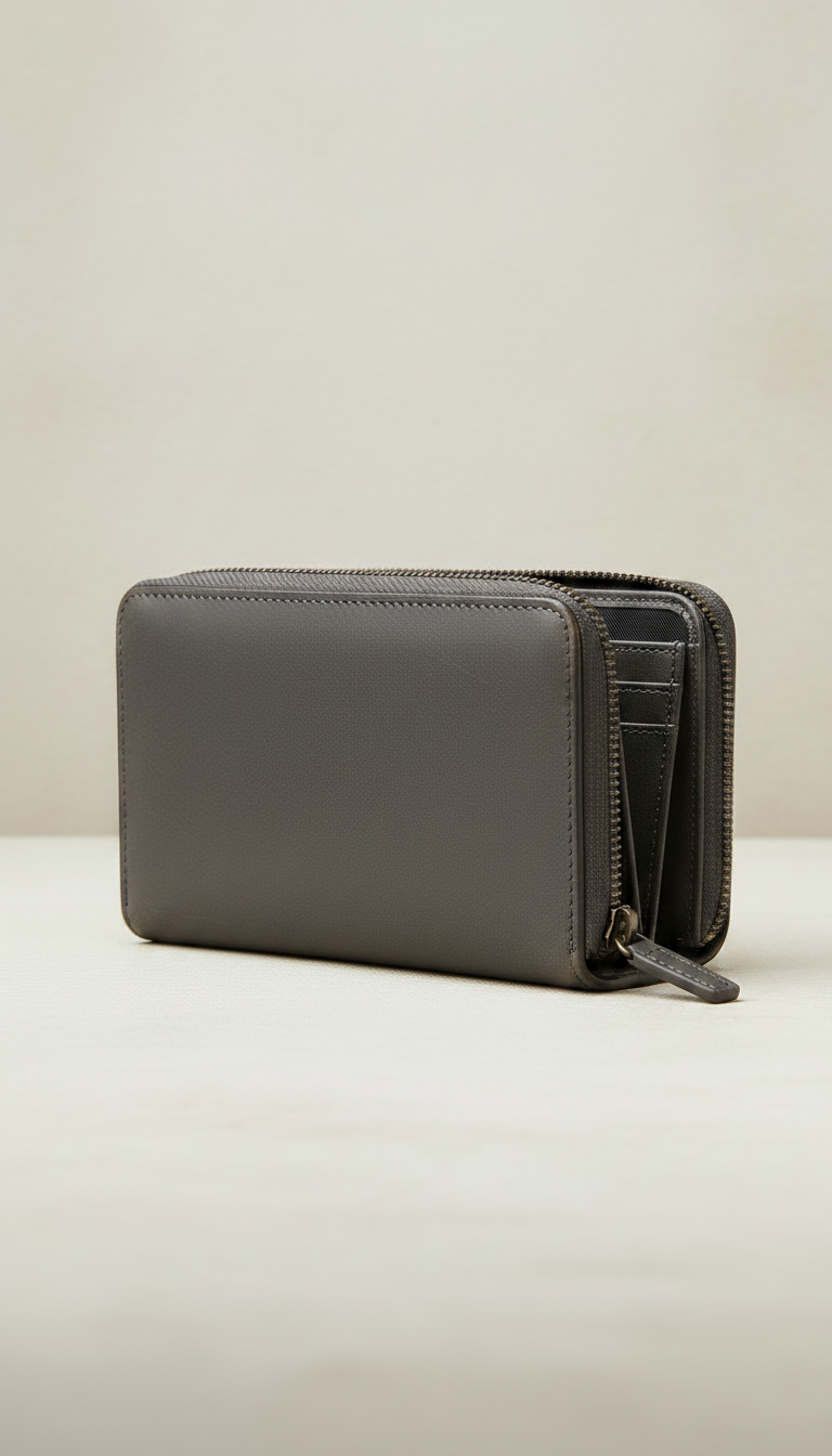 Alternate angle view of Graphite Zip-Around Wallet