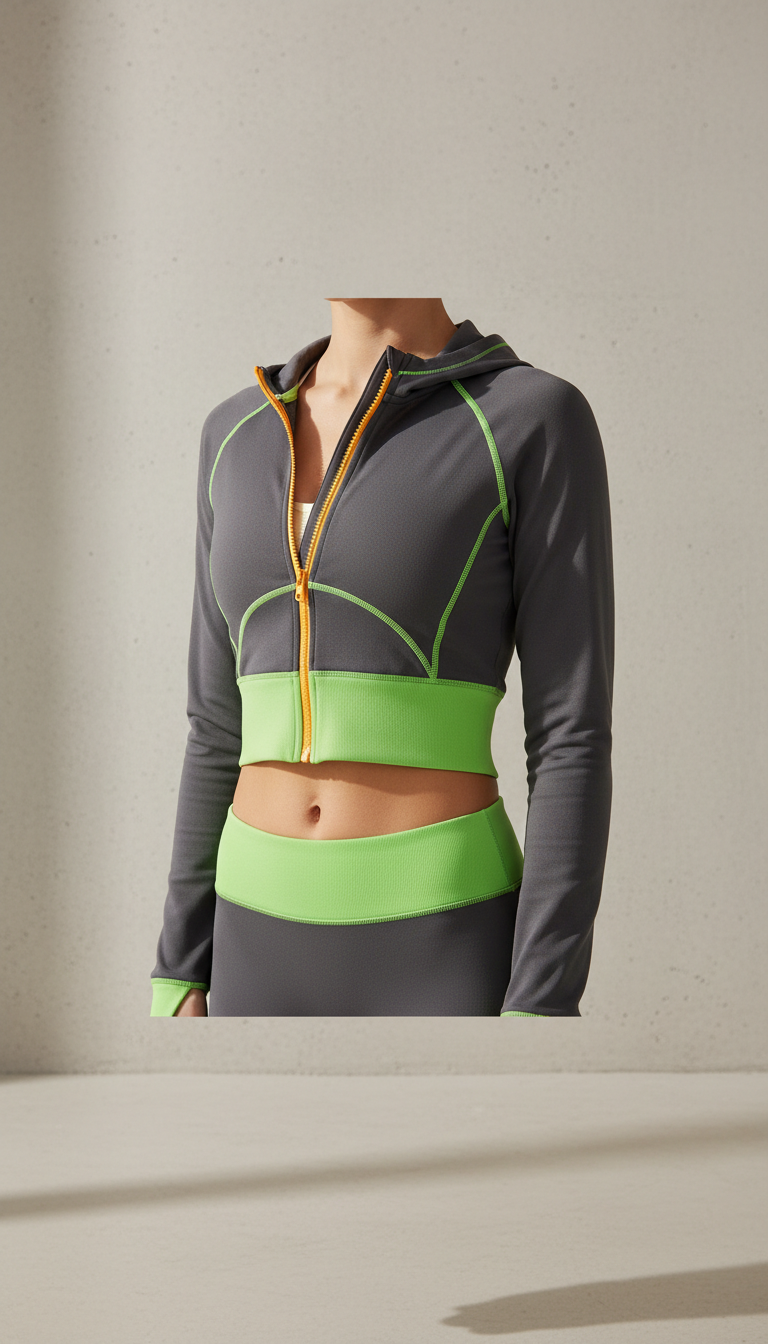 Sunbeam cropped workout hoodie, Three-quarter angle as default for apparel—shot at chest height, on model against Soft...